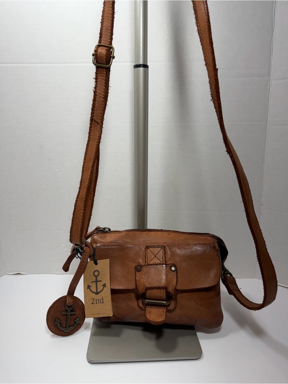 Harbour 2nd Leather Luna Crossbody Belt Bag Cognac Genuine Leather Purse NWT